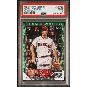 2023 Topps Update Rookie Debut Corbin Carroll #US244 Green Foil /499 PSA 9 RC
